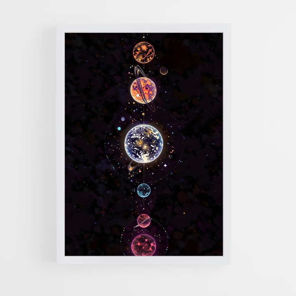 Poster Cosmos Coloré – affiche Système solaire (vue 3)